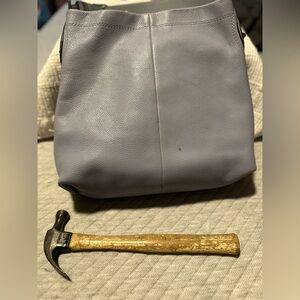 Coach Blue-Gray Leather Shoulder Bag